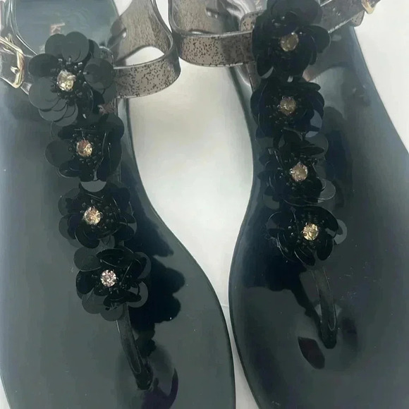 Kate Spade Farrah Shiny Rubber Jelly Sandals Black Women's Size 8 - Picture 3 of 6